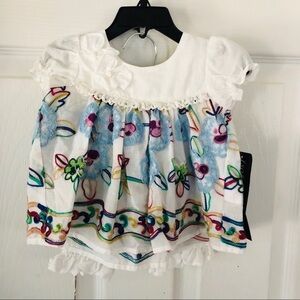 NWT ISOBELLA & CHOLE colorful embroidered floral summer 2 piece outfit SZ 3month